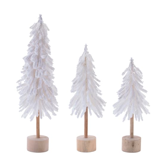 Melrose White Flocked Pine Tree Tabletop Décor Set